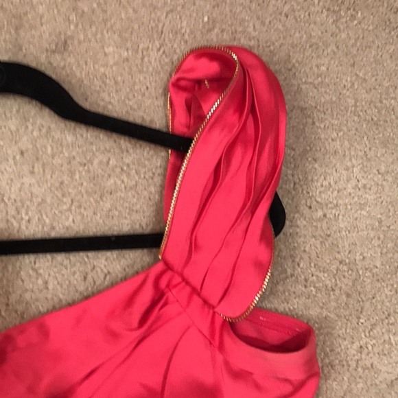 Hot pink BCBG one shoulder ruffle dress. - Picture 2 of 5
